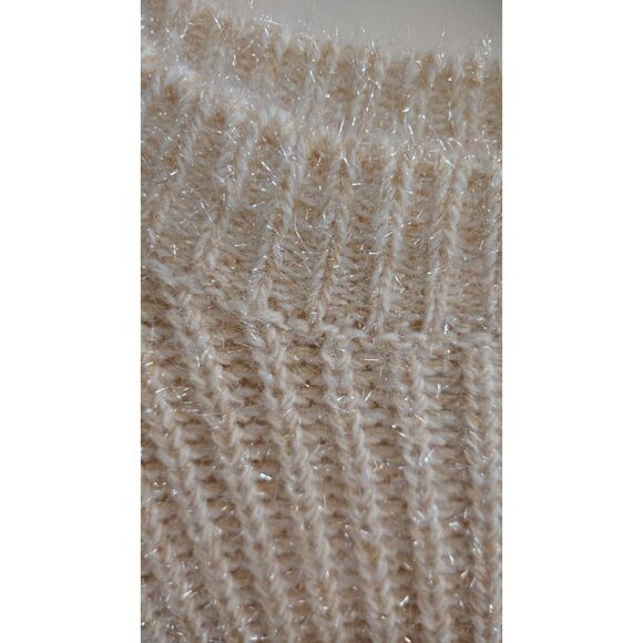H&M Cream Ribbed Knit with Sparkle Crew Neck Sweater - Picture 3 of 7
